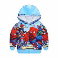 Spidermans การ์ตูน Hooded Jacket สำหรับชายและหญิงฤดูใบไม้ร่วงและฤดูหนาวเสื้อผ้าเด็กใหม่เด็กหล่อการ์ตูน Hooded Zipper Jacket TA03