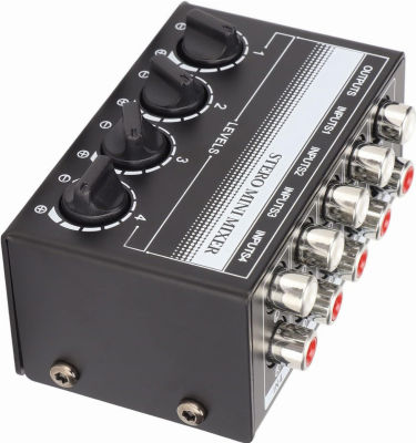 Zyyini Stereo Mini Mixer, 4 Channel Portable Audio Mixer,Passive Professional Stereo Mini Mixer for Mixing Instruments, CD Players, Tape Players, Computers, Mobile Phones Recording Studio