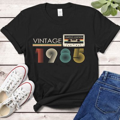 Vintage 1985 Limited Edition Audiotape Womens Graphic T Shirt Retro Made In 1985 37Th Birthday Gn Party Best Mom 100%