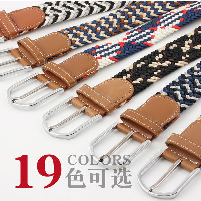 Extended 3.3CM womens belt canvas belt needle buckle belt mens elastic knitting elastic belt  CDMH