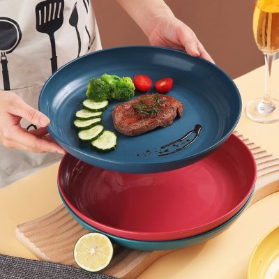 Inyahome Unbreakable Dinner Plates Cafeteria Reusable Plate Food Trays Dishwasher Microwave Safe Easy To Clean BPA Free Red