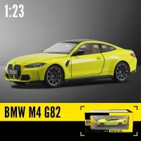 1:24โลหะของเล่น123 BMW M4 G82 D Iecast ล้อแม็กรถยนต์ขนาดเล็กยานพาหนะรุ่นเสียงและแสงประตูแบบเปิดของที่ระลึกคอลเลกชันสำหรับเด็ก