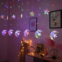 Eid Mubarak Moon Star LED Fairy Lights String Christmas New Year Garland EU Plug Curtain Lamp Ramadan Decoration For Home