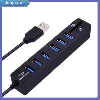 DENGXUN อะแดปเตอร์ศูนย์กลาง USB ฮับตัวแยก USB สำหรับพีซี6พอร์ตขนาดเล็กสำหรับเครื่องอ่านการ์ด