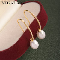 YIKALAISI 925 Sterling Silver Earrings Jewelry For Women 8-9mm Drop Shape Natural Freshwater Pearl Earrings 2021 New Wholesales