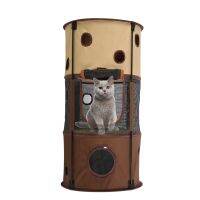 บทกวีของ Cat Tower ติดตั้งง่าย เต็นท์เล่นแมว 3 ชั้นสำหรับแมวหลายตัว