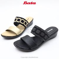 BATA รองเท้าแตะผู้หญิง แบบสวม ยกพื้น (สีดำ/สีเบจ) ไซส์ 3-7 (36-40) รุ่น 661-6377, 661-8377