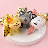 Creative Cartoon Silk Scarf Cat Keychain Car Key Pendant Bells Lovely Doll Bag Charm Key Chains Ornaments for Women Couple Gift