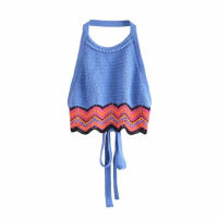 2021 Women Summer Knitted Crocheted Print Midi Skirts Female Backless Bandage Halter Top boho Casual Two Pieces Set