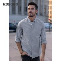 {Puffy menswear}KUEGOU ผ้าฝ้าย100ฤดูใบไม้ร่วงผู้ชาย39; S เสื้อฟอร์ดธุรกิจแฟชั่นลำลองเสื้อที่มีคุณภาพผู้ชายเสื้อแขนยาวเสื้อผ้าขนาดบวก20524