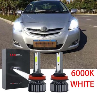 New ชุดแปลงไฟหน้า LED 6000K สีขาว สําหรับ Hyundai Getz 2004-2009 Toyota Vios 2008-2012 2 ชิ้น