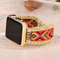 Bohemian Nylon Strap For Apple Watch Ultra 49mm Band 42mm 44mm 38 40mm Elastic Bracelet Retro Braided Correa iWatch8 6 7 44 45MM