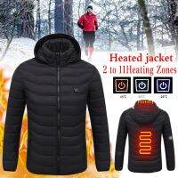 2021 NWE Men Winter Warm USB Heating Jackets Smart Thermostat Pure Color Hooded Heated Clothing Waterproof Warm Jackets