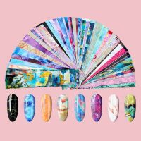 4x100cm Luxury Logo Nail Transfer Foils Supplies 10 Rolls Bag Pack Holographic Designer Brand Manicure Decoration Sticker Decals