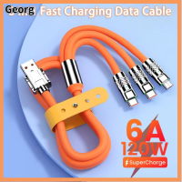 GEORG สำหรับ Xiaomi แบบ3 in 1 ไมโครยูเอสบี 120วัตต์ค่ะ ประเภท C สายชาร์จ USB สายดาต้า สายชาร์จเร็ว