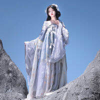 YiZhiGe [Moon Goddess] Wei Jin Dynasty Hanfu ชุดสำหรับสตรีอุตสาหกรรมหนักปักพู่ตกแต่ง Hanfu ชุด7PCS...