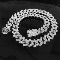 Hip Hop 20mm Rhombus Zircon Three-row Miami Cuban Curb Chain Necklace Three Color Paved AAA Rhinstones Bracelets Mens Jewelry