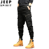 JEEP SPIRIT กางเกง Overalls สีทึบกีฬา Slim-Fit ทหารกางเกงกีฬา Street Casual กางเกงจ๊อกกิ้ง