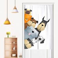 Cute Cartoon Animal Door Curtain Cute Pet Dog Partition Curtain For Kids Bedroom Kitchen Decor Entrance Hanging Half-Curtain