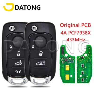 Datong World Kunci Remote Mobil สำหรับ Fiat Tipo 500X 2016-2018 4A PCF7938 433 FSK กุญแจรถควบคุมอัจฉริยะรถยนต์ PCB ของแท้จากโรงงาน