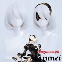 Manmei Nier: วิกผมคอสเพลย์อัตโนมัติ No.2 Type B ทนความร้อน สีเงิน สีขาว cab