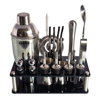 Stainless Steel Cocktail Shaker Set Bartender Kit Boston Shaker Tool Set with Acrylic Stand and Bar Tools Set