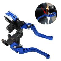 Justgogo 1 คู่เบรครถจักรยานยนต์คลัชโทกระบอกอ่างเก็บน้ำคันโยก 7/8 "(22mm) Universal motorcycle Handlebar BLUE