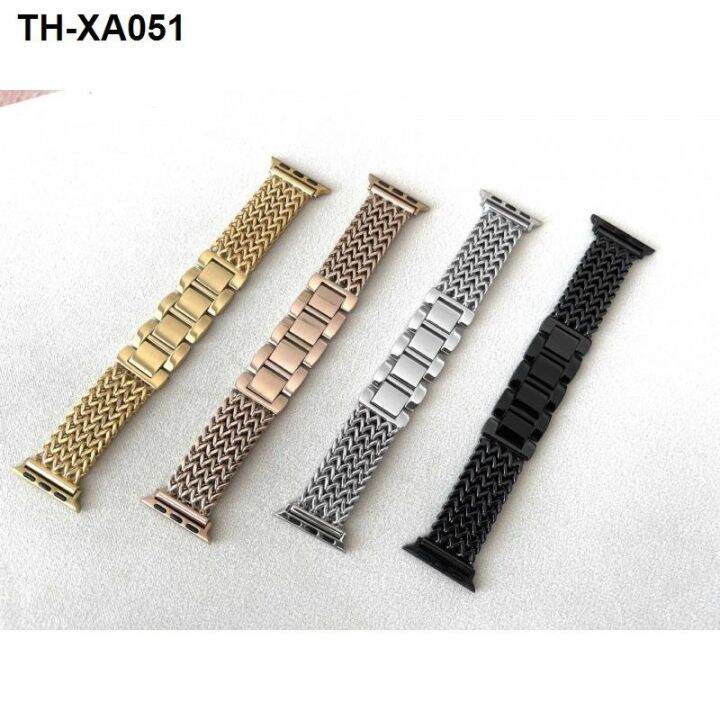 watch-strap-suitable-for-iwatch-1-7-generation-new-four-row-chain-braided-heart-shaped-stainless-steel-watch-strap