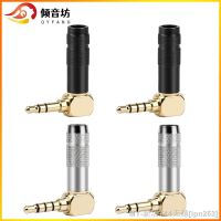 QYFANG 3.5mm 3/4 Poles Earphone Plug Audio Jack HiFi Headphone 6.0mm Wire Hole Gold Plated Bend 90 Degree Solder Line Connector