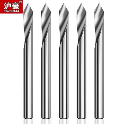 HUHAO 5pc V Groove Bit 1/8 Shank 2 Flut Tungsten Steel Router แกะสลัก Bits Spiral 60 ° CNC Wood Carving Cutter Engraver เครื่องมือ