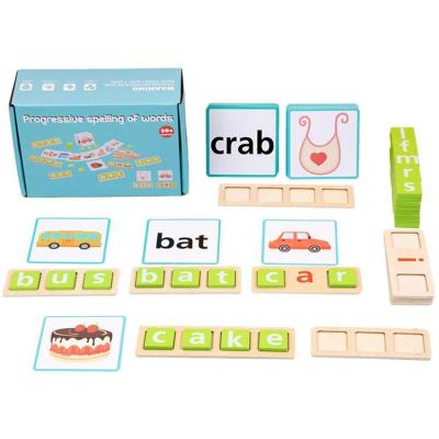 Spelling Board Games Wooden CVC Word Spelling Games Short Vowel Letters Reading Spelling Writing Games Sight Words Flash Cards Educational Toys Classroom Must Haves for Kids outgoing