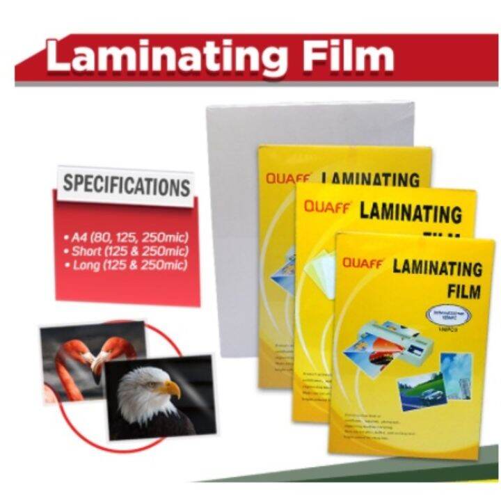 QUAFF Laminating Film A4//Long // Short (100 sheets per pack) 125