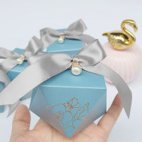 Gift Box Diamond Blue Paper Candy Box Wedding Favors for Guests Chocolate Packaging Box Baby Shower Birthday Party Decoration