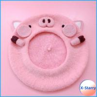 X-STARRY สำหรับผู้หญิงหมวกฟักทองน่ารักสีชมพูฤดูใบไม้ร่วงฤดูหนาวหมวก Newsboy หมวก Piggy Beret