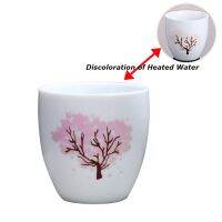 Creative Japanese Magic Sakura Teacup Hot Cold Temperature Discoloration Color Changing Tea Cup Flower Ceramic Kung Fu Tea Set