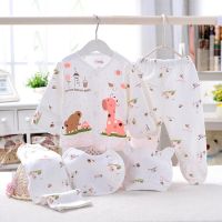 5pcs Newborn Baby Boy Girl Clothes set Soft Cotton Underwear Animal Print T Shirt and Pants Cotton clothing 0-3 Months  by Hs2023