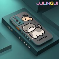 Jlingji เคสสำหรับ VIVO Y76 5G เคส Y74s Y76s 5G ลายการ์ตูนแมวน่ารักบางมีน้ำค้างแข็งโปร่งใสแข็งขอบสี่เหลี่ยมกันกระแทกปลอกซิลิโคนคลุมทั้งหมดป้องกัน Softcase