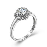 14K White Gold Moissanite Band Ring Women Rose Flower Rings 100% Real 925 Sterling Silver Fine Jewelry For Engagement