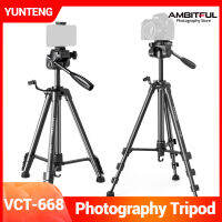 AMBITFUL Yunteng 668ขาตั้งกล้องแบบไฮดรอลิกกล้องโทรศัพท์มือถือถ่ายภาพเอียงขาตั้งกล้องพร้อมร่มสตรีมมิ่งสดขาตั้งกล้องแบบพกพากลางแจ้ง