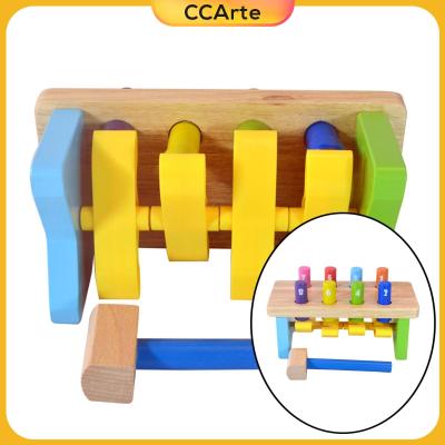 CCArte Montessori ม้านั่งทุบไม้สำหรับเด็ก1ขวบของเล่นเกมของขวัญ