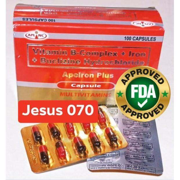 APCIRON PLUS Vitamin B complex Iron Buclizine HCl 100 CAPSULES