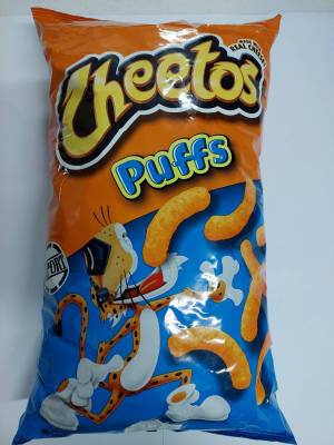 CHEETOS®Puffs Cheese Flavored Snacks ชีโตส พัฟส์ ชีส เฟลเวอร์ สแนคส์ (ข้าวโพดอบกรอบรสเนยแข็ง)  (ถุงสีฟ้า-ส้ม) 255.1 กรัม