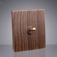 1-3 Gang 2 Way Wall Light Toggle Switch Retro Wood Grain Color PC Panel Brass Lever Switch for home decoration