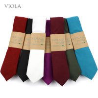 Solid Soft Cotton Necktie Colorful 6cm Tie Skinny Red Blue Male Suit Business Tuxedo Party Wedding Gift For Men Cravat Accessory