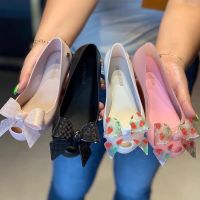 2023 New Womens Bowknot Single Shoes Jelly Shoes Slope Heels Womens Sandals Fish Mouth Elevated Parent-child Shoes