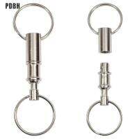 [PDBH Fashion Store] ใหม่ Dual Key Ring Snap Lock Holder ที่ถอดออกได้ Pull-Apart พวงกุญแจพวงกุญแจ