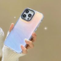 เคสโทรศัพท์สลายเลเซอร์แฟชันสุดหรูเข้ากันได้กับ iPhone 14 13 12 11 Pro Max XR IX XS MAX กรอบอะคริลิคหลังแบบแข็งเคสกันกระแทก