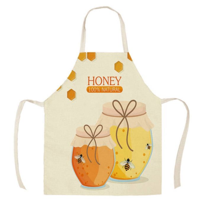 1-pcs-kitchen-natural-honey-moon-bee-apron-sleeveless-cotton-linen-aprons-for-men-women-home-cleaning-tools