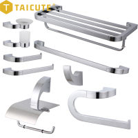 TAICUTE W Bathroom Accessories Set Towel Rack Shelf Bar Ring Wall Mount Toilet Paper Holder Wall Hook Shower Hardware Chrome