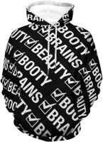 Brains Beauty Booty Printed Hoodies Pullover Casual Sweatshirt Hooded With Pockets M